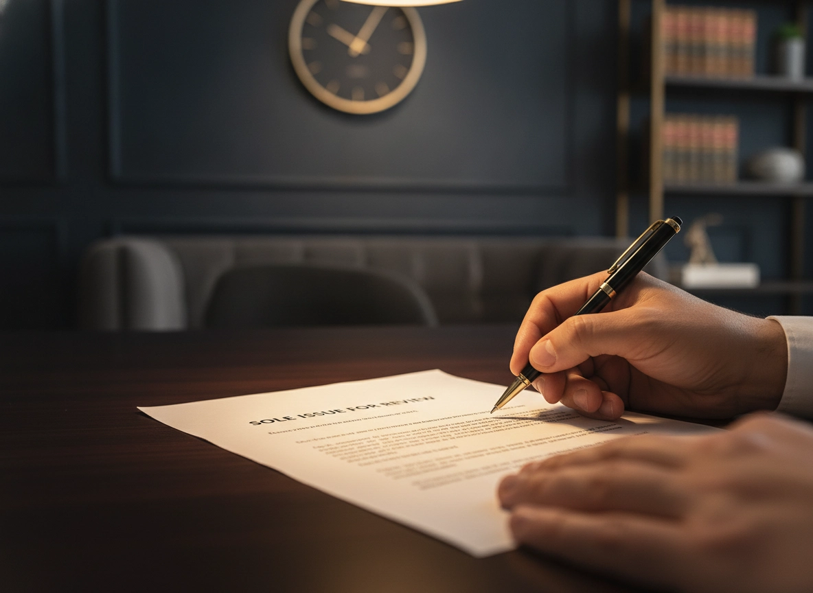 A Supreme Court advocate in New Delhi reviews legal documents for the SLP process.
