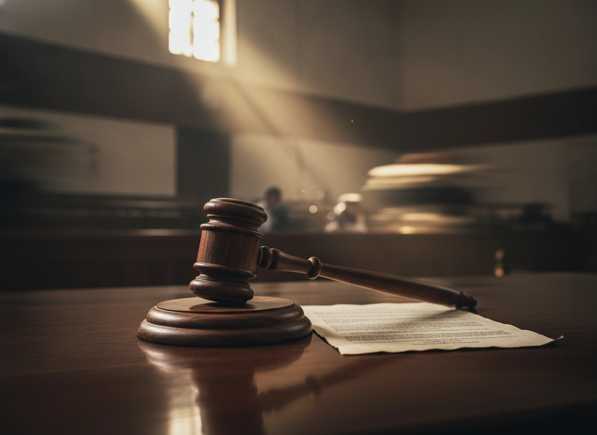 A wooden gavel on a document, representing professional legal advice and the Indian judicial system process.