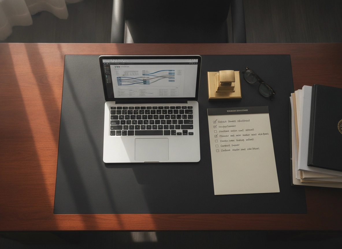 A laptop and checklist on a desk, essential for managing Delhi High Court litigation and court filing requirements.