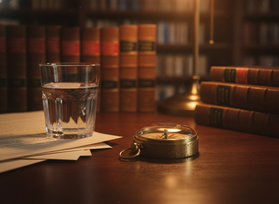 Compass and legal books for an AOR Supreme Court lawyer navigating appellate jurisdiction.
