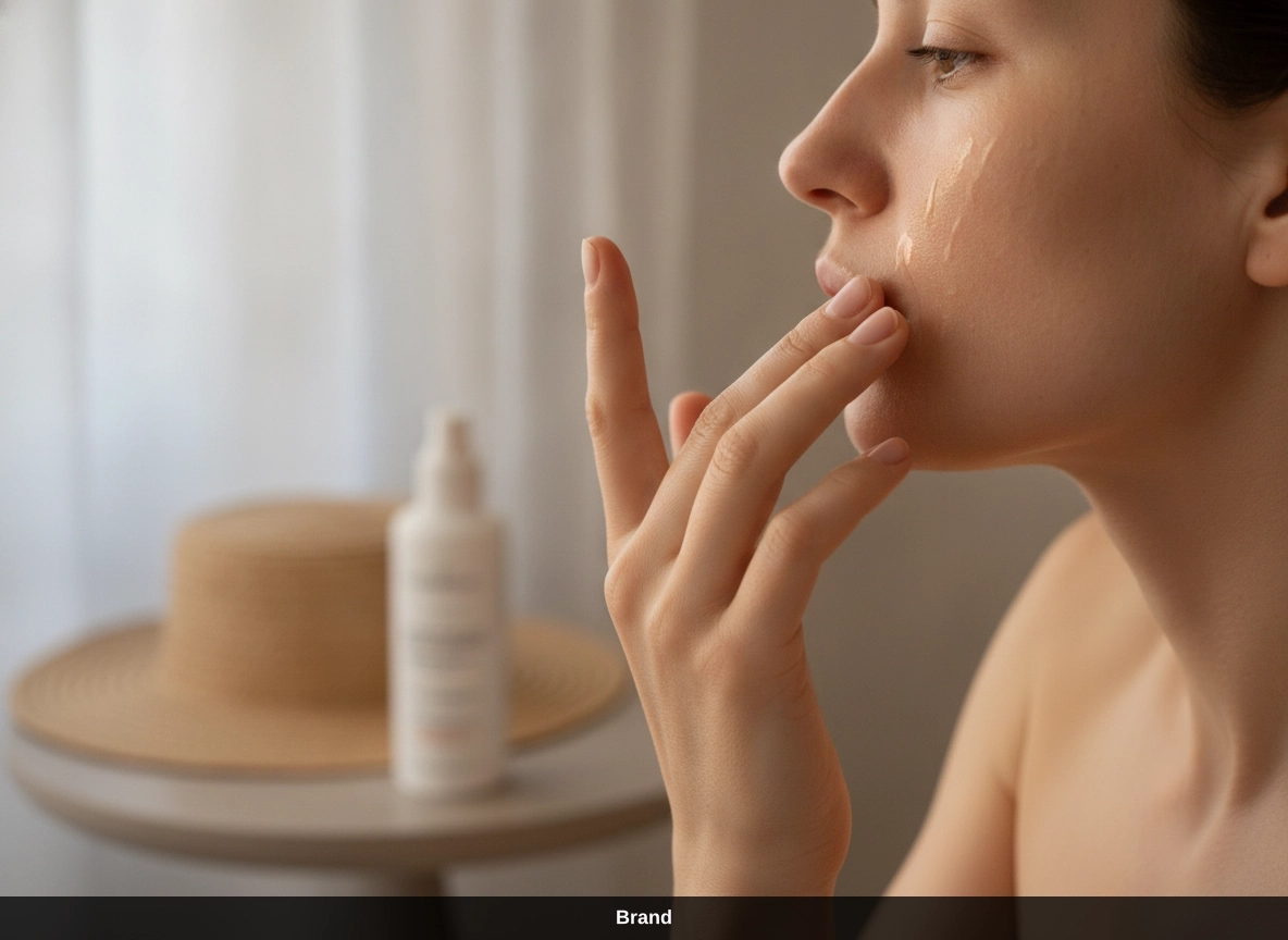 Frau trägt Pflege nach Microneedling auf, um Hyperpigmentierung zu behandeln.