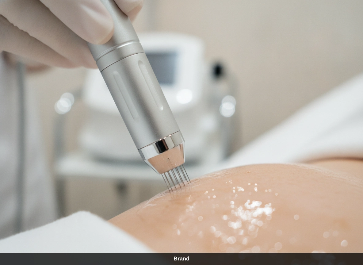 Medizinisches Microneedling mit einem Dermapen in Wien zur Behandlung von Aknenarben.