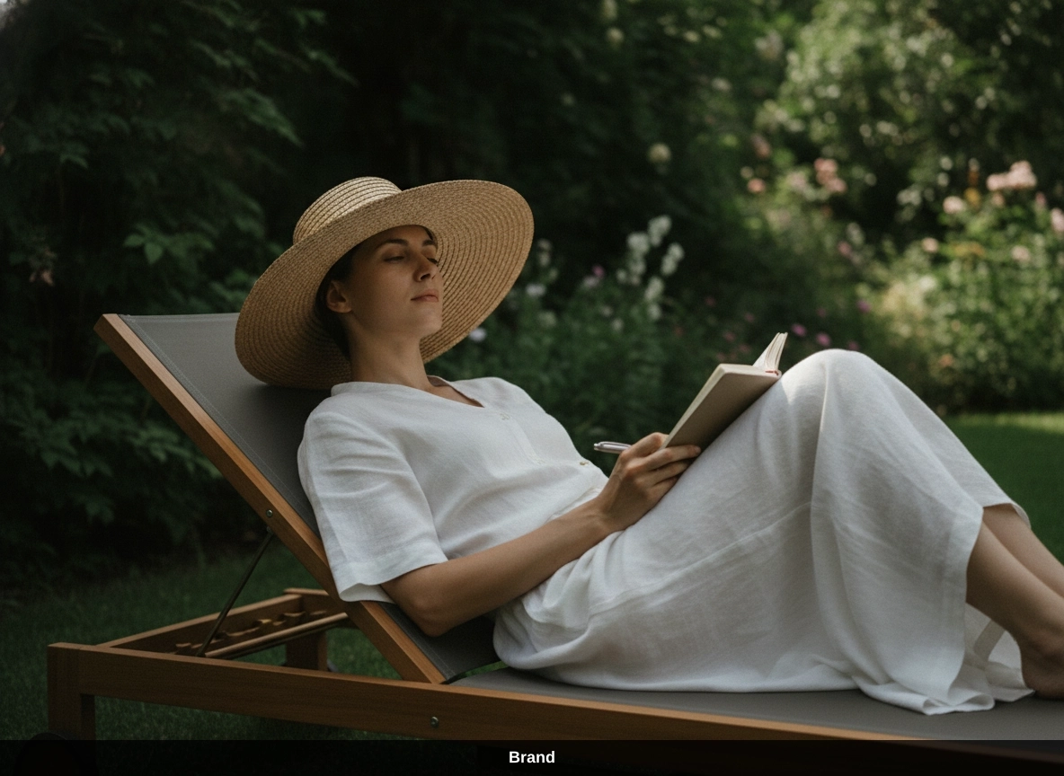Frau mit Sonnenhut liest im Garten, wichtig für Sonnenschutz nach Microneedling in Wien.