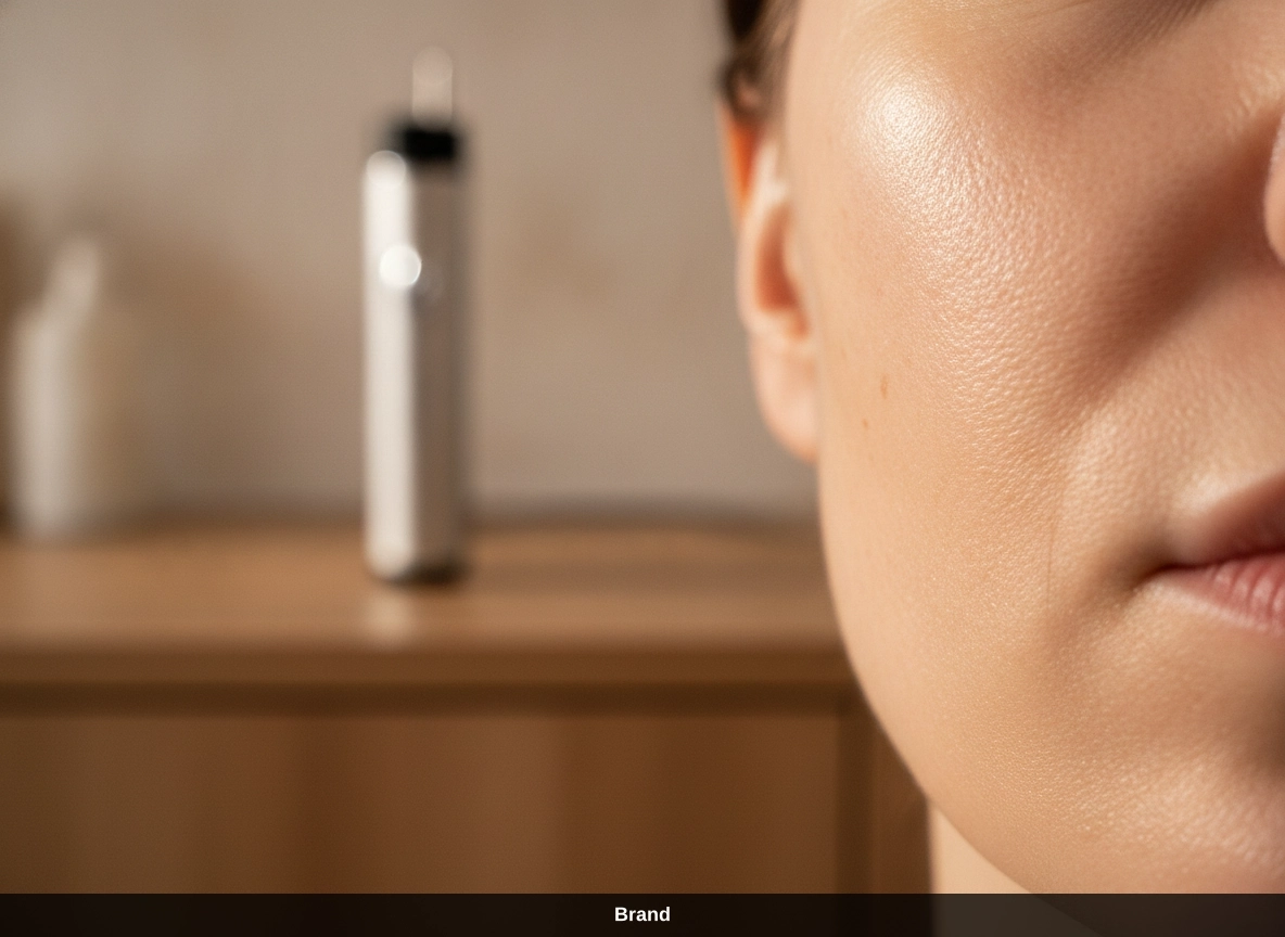 Nahaufnahme einer glatten Gesichtshaut, um zu zeigen, wie Microneedling Poren verfeinern und die Hautstruktur verbessern kann.