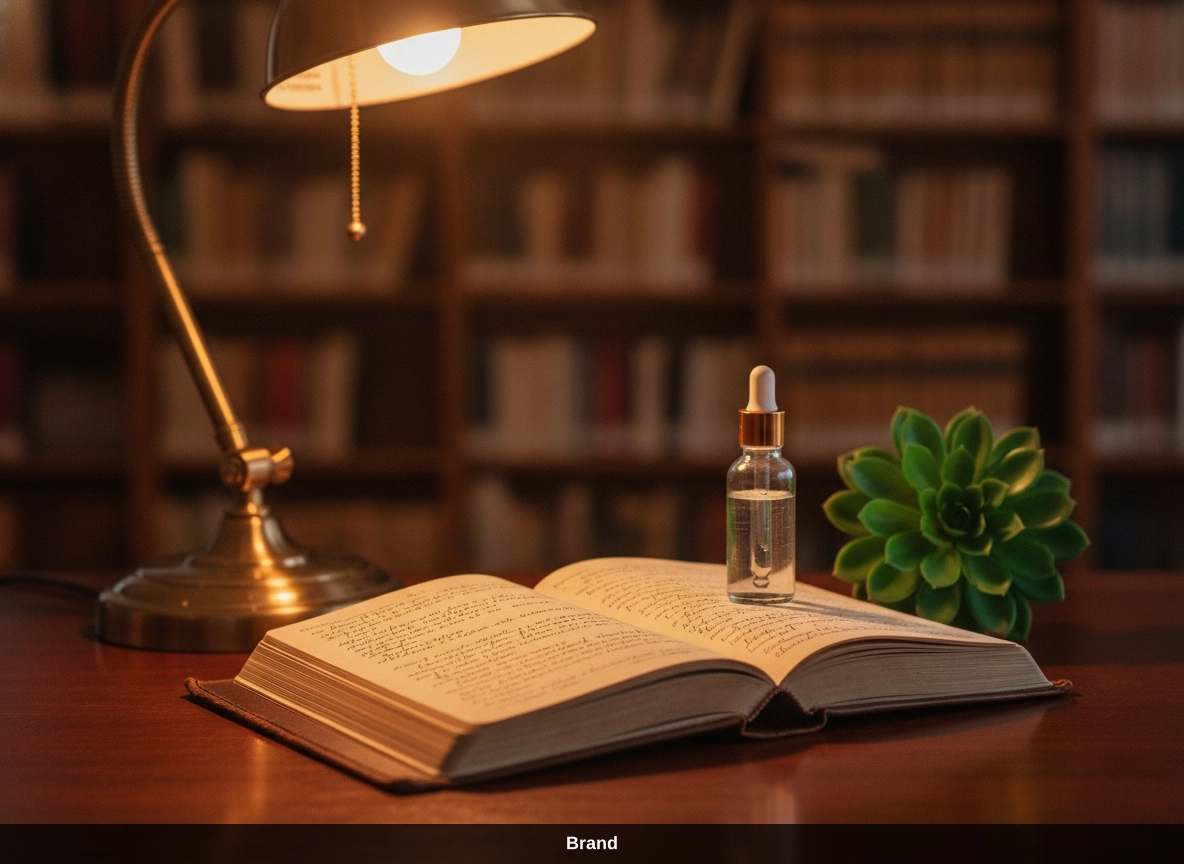 Serumflasche auf Buch für Microneedling Nachsorge Tipps zum Hautbild verbessern Erfahrungen.