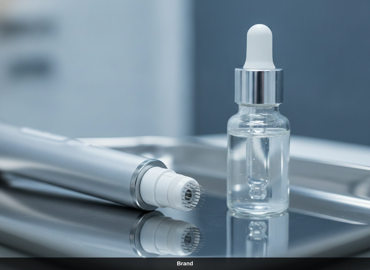 Professioneller Microneedling Pen und Serum für Hauterneuerung und Anti-Aging Effekt.