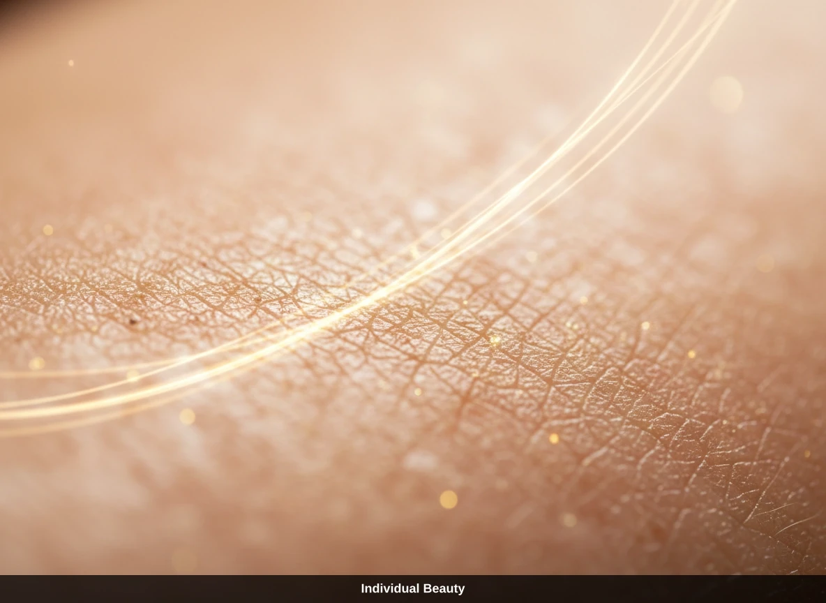 Nahaufnahme menschlicher Haut mit goldenen Lichtlinien ideal für microneedling aknenarben Behandlungen.