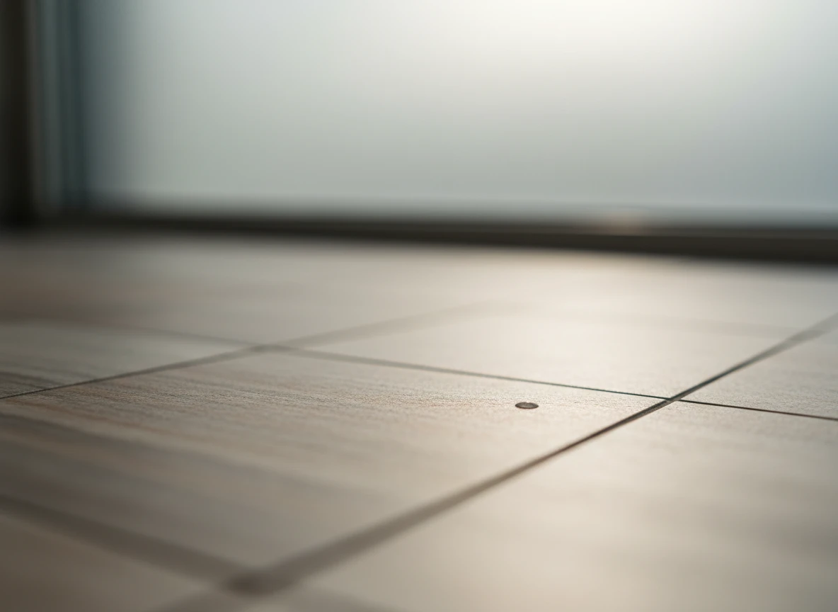 Close up of tiled surface showing where an underfloor heating system sensor monitors warmth.
