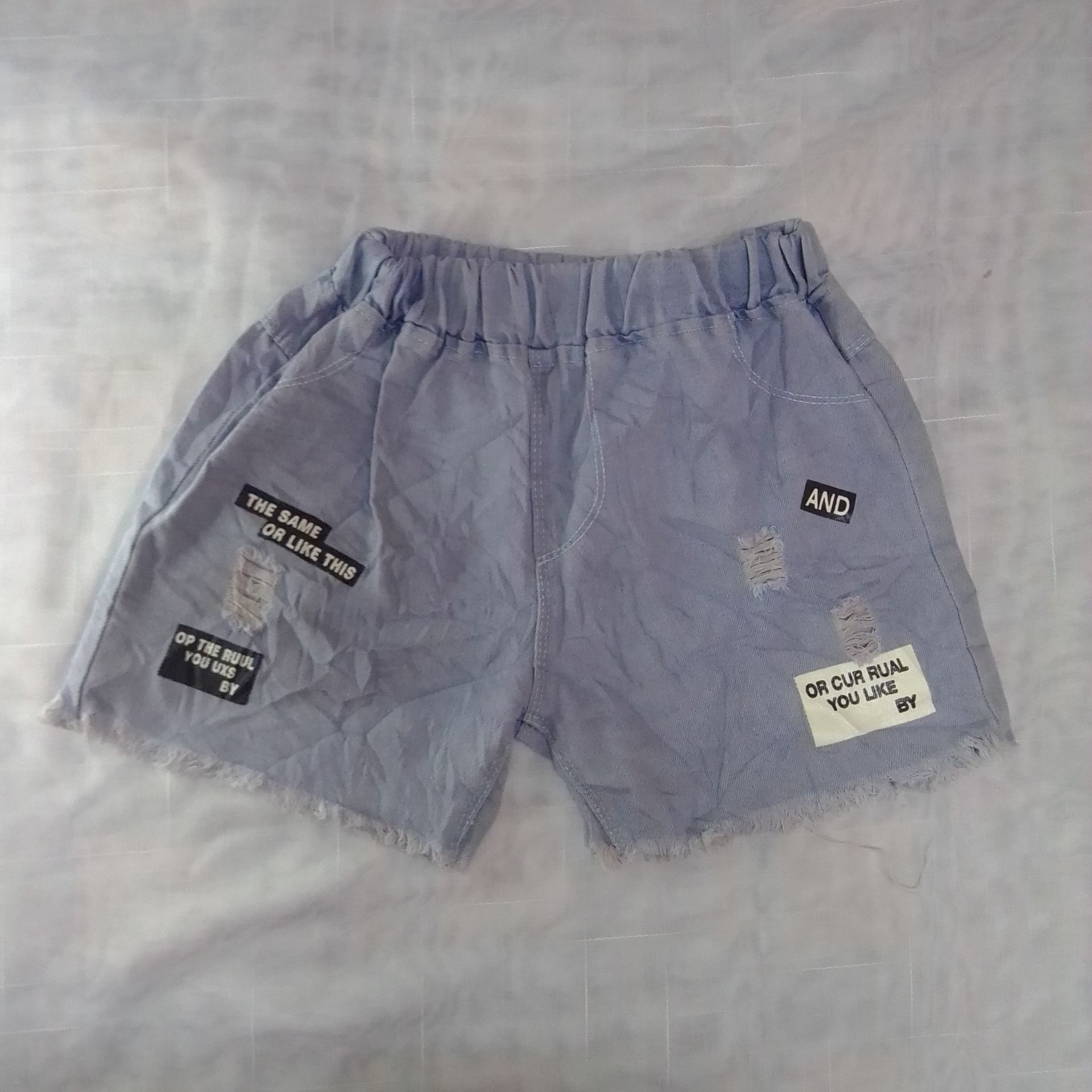 Distressed Graphic Denim Shorts - Image 1