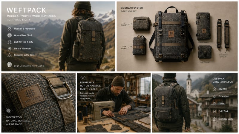 WEFTPACK — Modular Woven Wool Daypacks for Trail & City