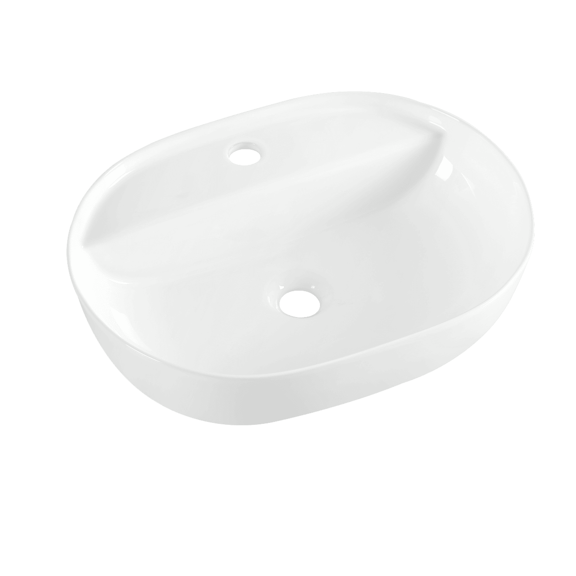 UMYWALKA NABLATOWA DRITTO 51,5X39 CM OWALNA Z OTWOREM NA BATERIE WHITE