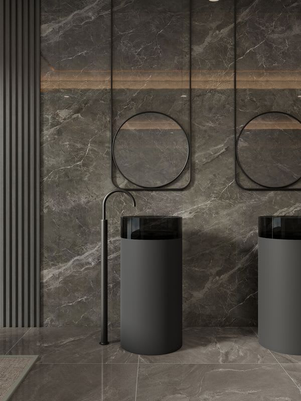 SOME UMYWALKA WOLNOSTOJĄCA Z ŻYWICY 450*450*900 FREEDOM JZ2012 - SMOKEY BLACK