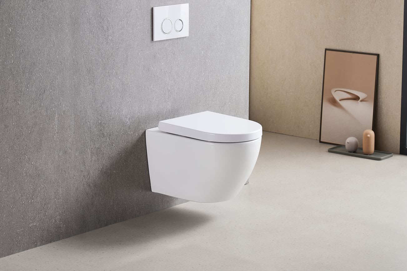 MISKA WC WISZĄCA PURELINE FLUXA TORNADO 53,5X36 CM Z GRUBĄ DESKĄ W/O WHITE