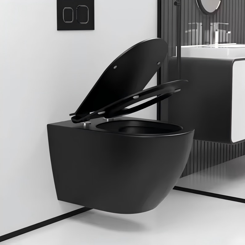 SOME INTERNO MISKA WC WISZĄCA BEZRANTOWA Z DESKĄ WOLNOOPADAJĄCĄ 490 CZARNY MAT TW-1401