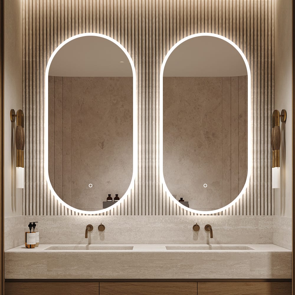 LUSTRO ŁAZIENKOWE FIUME OWALNE  50X100 CM OŚWIETLENIE LED, MATA GRZEWCZA