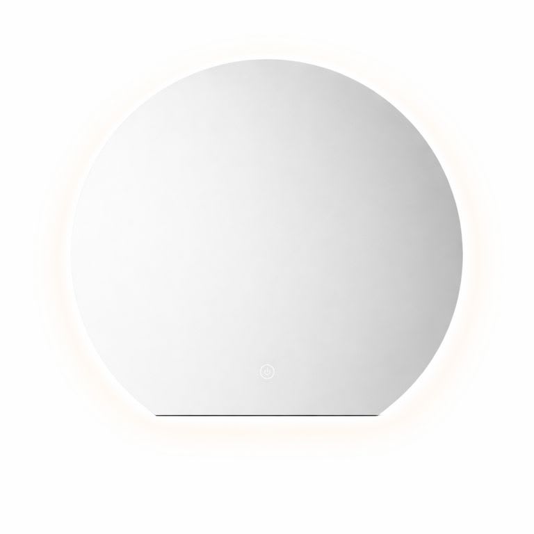 LUSTRO ŁAZIENKOWE AURA OKRĄGŁE ZE ŚCIĘTYM DOŁEM 72X80 CM OŚWIETLENIE LED, MATA GRZEWCZA