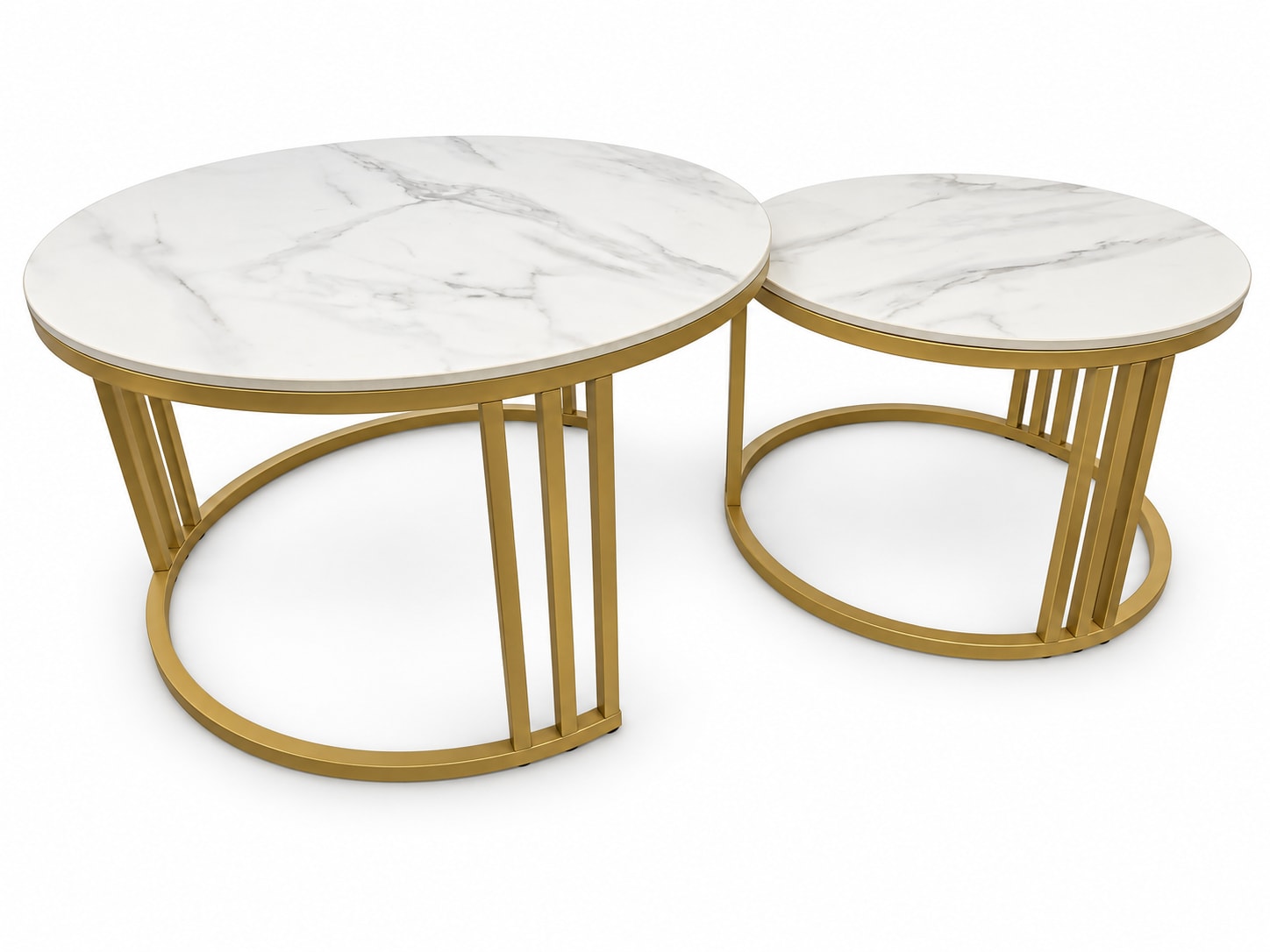 STOLIKI KAWOWE Z BLATEM ZE SPIEKU KWARCOWEGO HORIZON/GOLD O60 cm / O80 cm