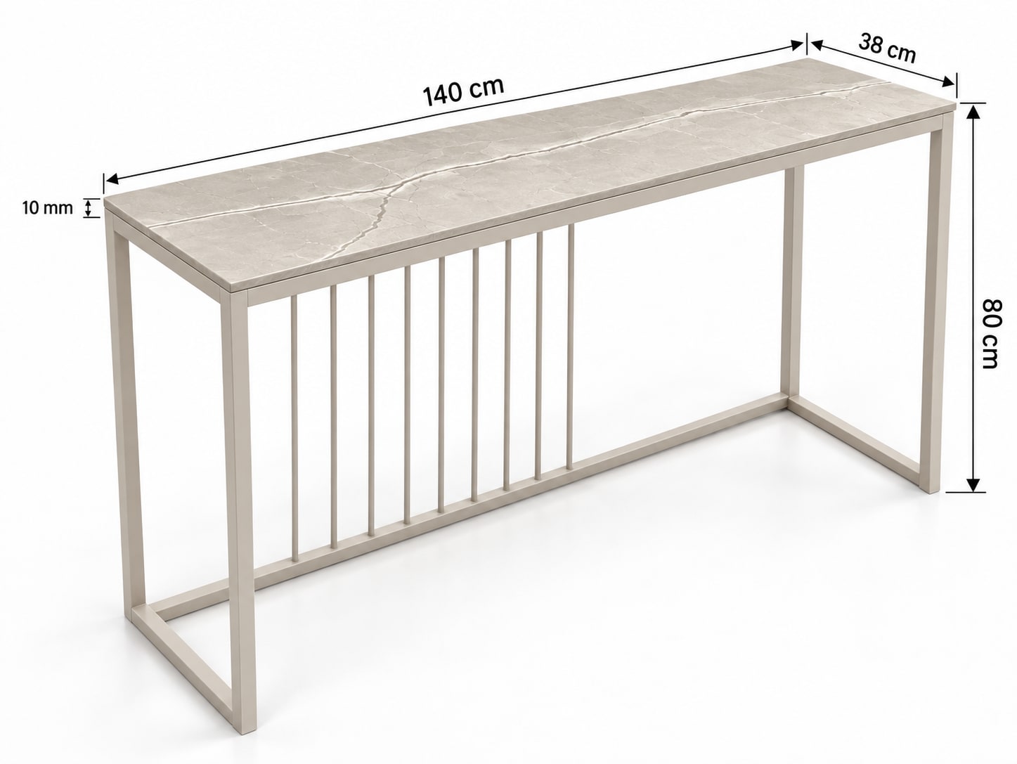 KONSOLA Z BLATEM ZE SPIEKU KWARCOWEGO RITUAL/CASHMERE 140x38x77,2 cm