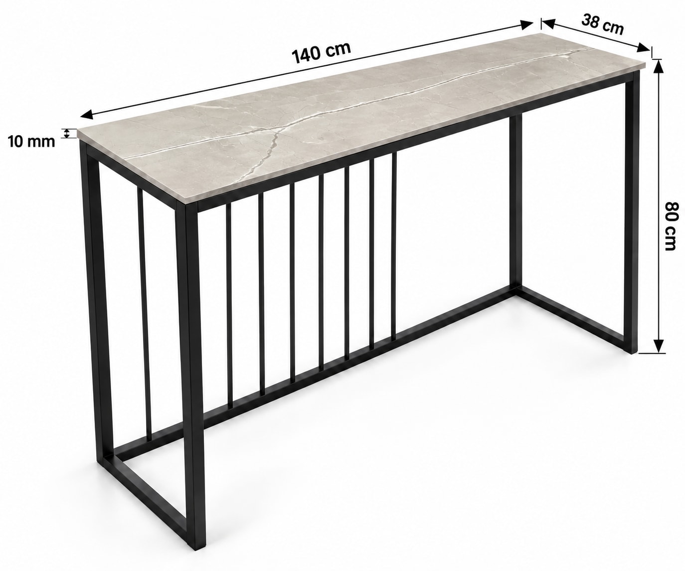 KONSOLA Z BLATEM ZE SPIEKU KWARCOWEGO RITUAL/BLACK 140x38x77,2 cm