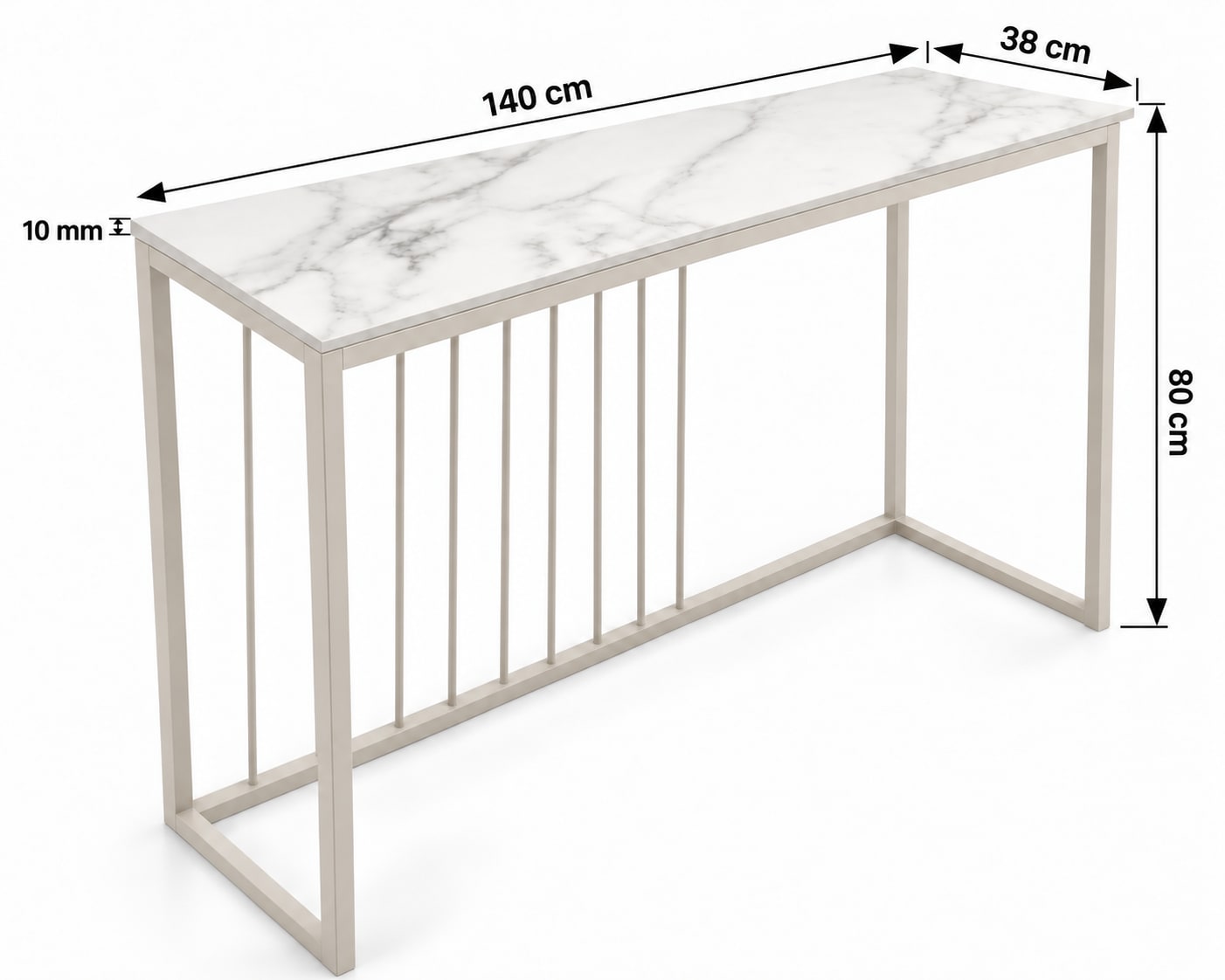 KONSOLA Z BLATEM ZE SPIEKU KWARCOWEGO HORIZON/CASHMERE 140x38x77,2 cm