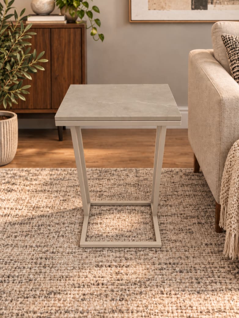 STOLIK POMOCNICZY Z BLATEM ZE SPIEKU KWARCOWEGO RITUAL/CASHMERE 35x25x61 cm