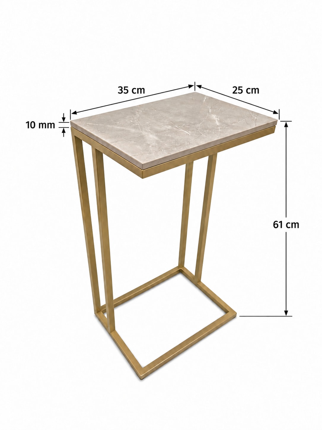 STOLIK POMOCNICZY Z BLATEM ZE SPIEKU KWARCOWEGO RITUAL/GOLD 35x25x61 cm