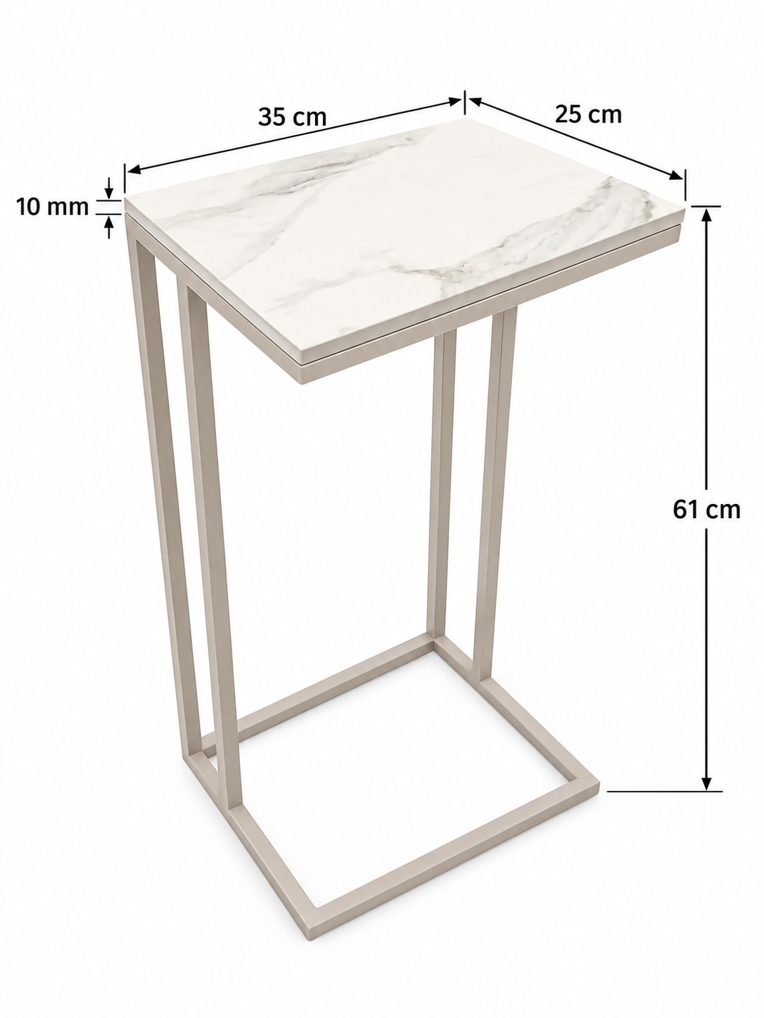 STOLIK POMOCNICZY Z BLATEM ZE SPIEKU KWARCOWEGO HORIZON/CASHMERE 35x25x61 cm