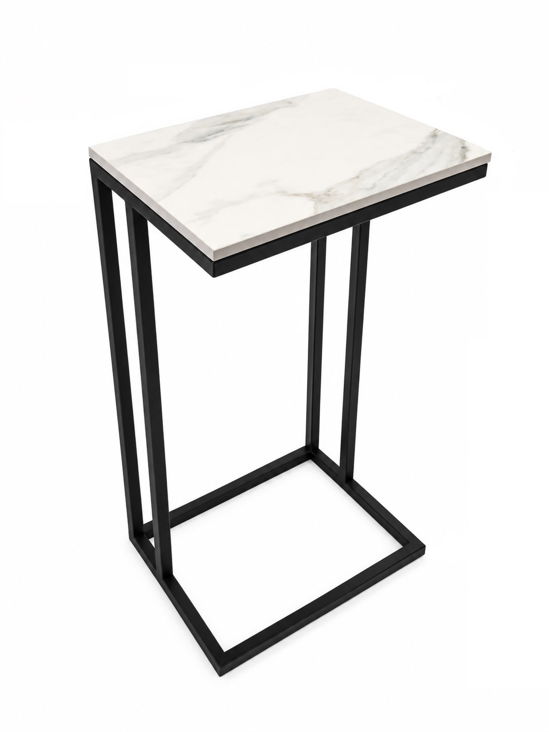 STOLIK POMOCNICZY Z BLATEM ZE SPIEKU KWARCOWEGO HORIZON/BLACK 35x25x61 cm