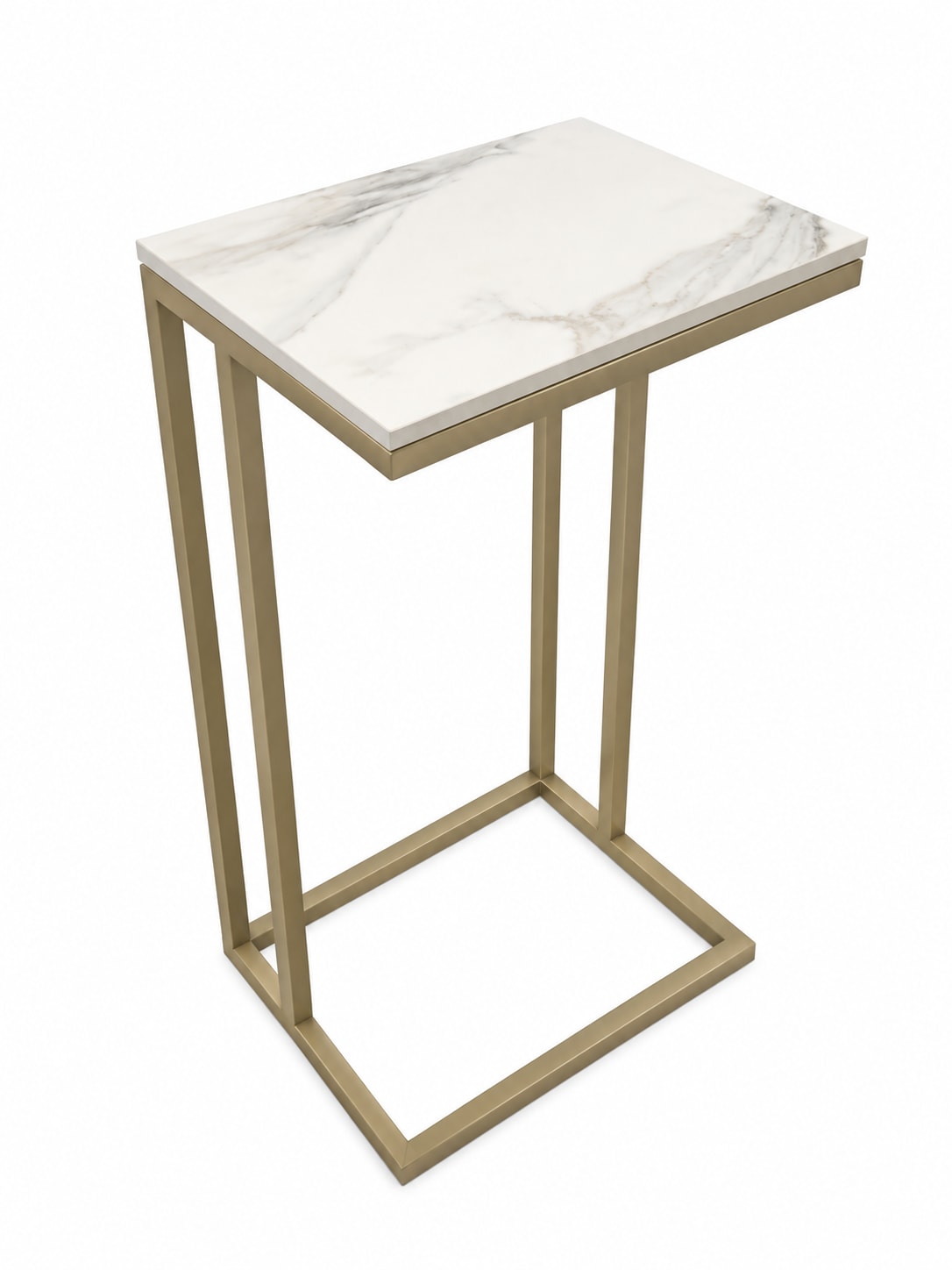 STOLIK POMOCNICZY Z BLATEM ZE SPIEKU KWARCOWEGO HORIZON/GOLD 35x25x61 cm