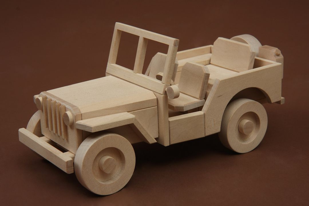 wooden jeep toy