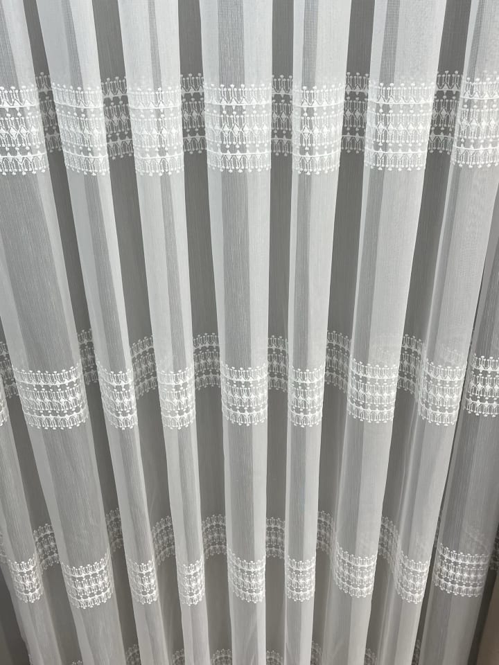 Nakışlı Bamboo İşlemeli Güpürlü Her Odaya Uygun Tül Perde