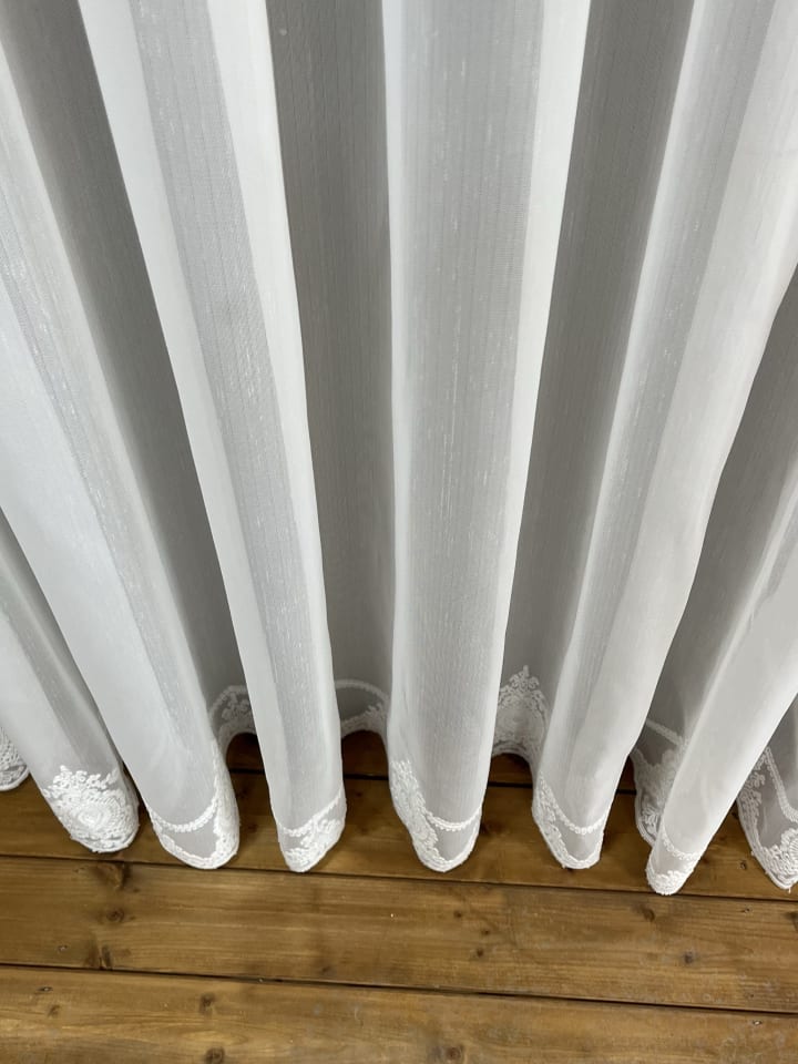Bambu Eteği Güpürlü Modern Her Odaya Uygun Tül Perde