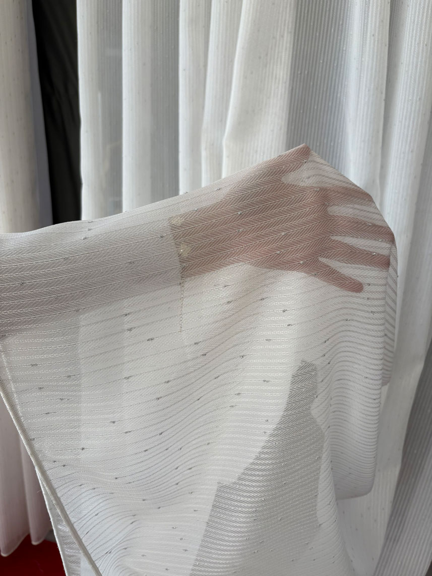 Belek Noktalı Simli Keten Tül Perde