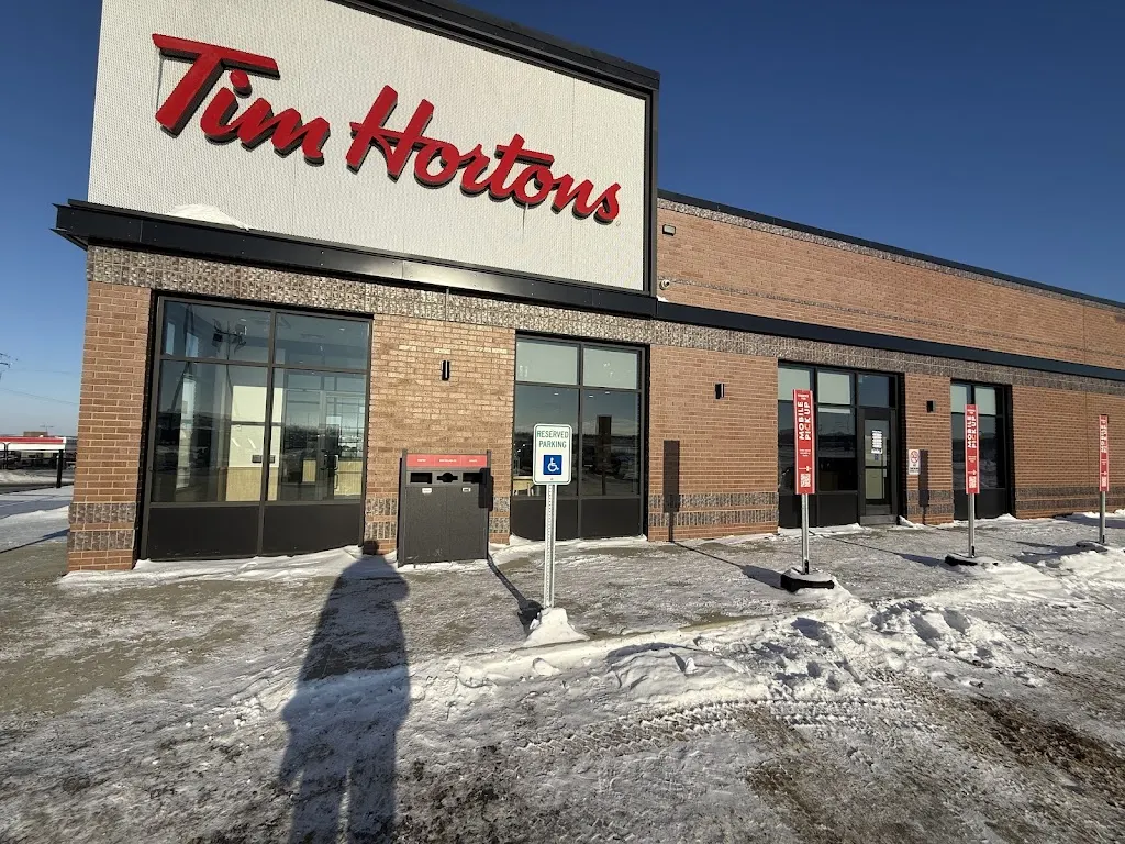 Tim Hortons storefront and interior at 11332 266 St, Acheson, AB