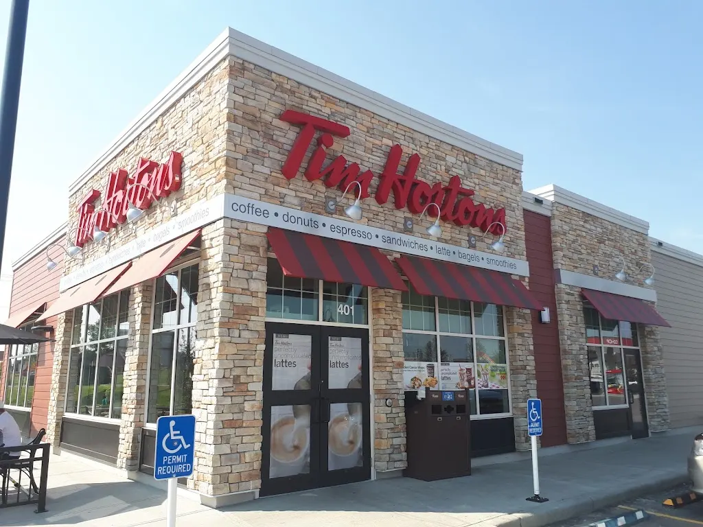 Tim Hortons storefront and interior at 401 - 1 Midtown Blvd Sw, Airdrie, AB
