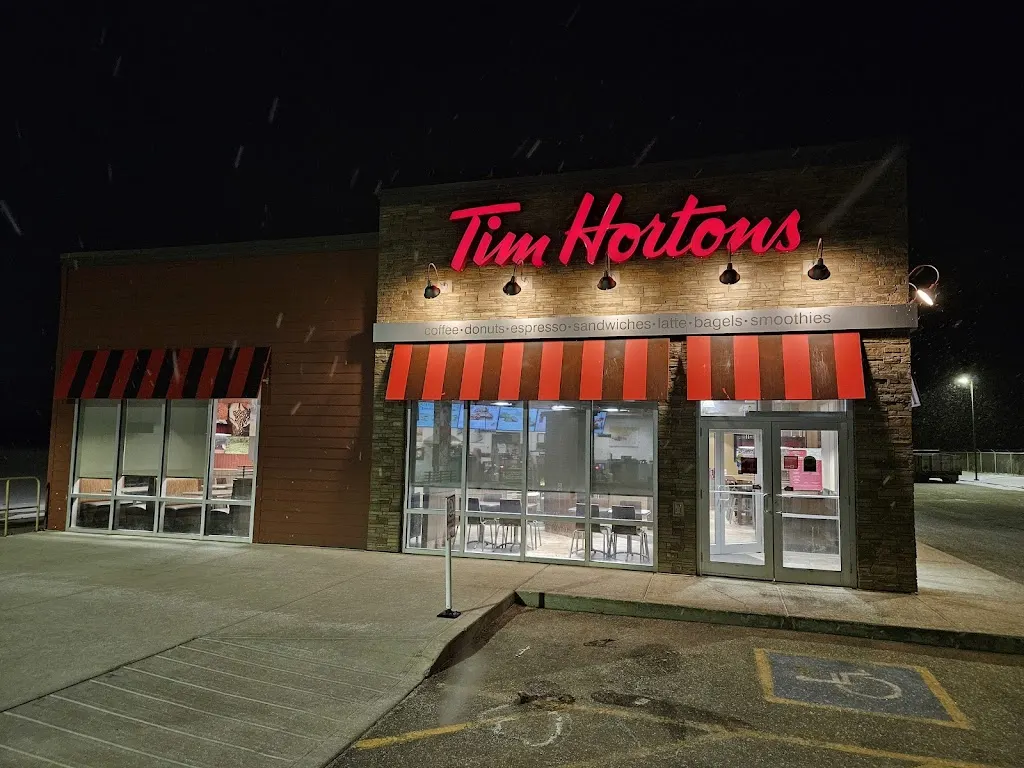 Tim Hortons storefront and interior at Highway 55 &amp; 34th St., Athabasca, AB