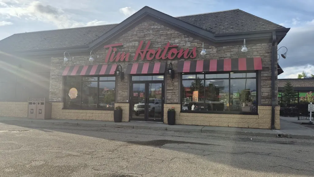 Tim Hortons storefront and interior at 5900 50th St, Beaumont, AB