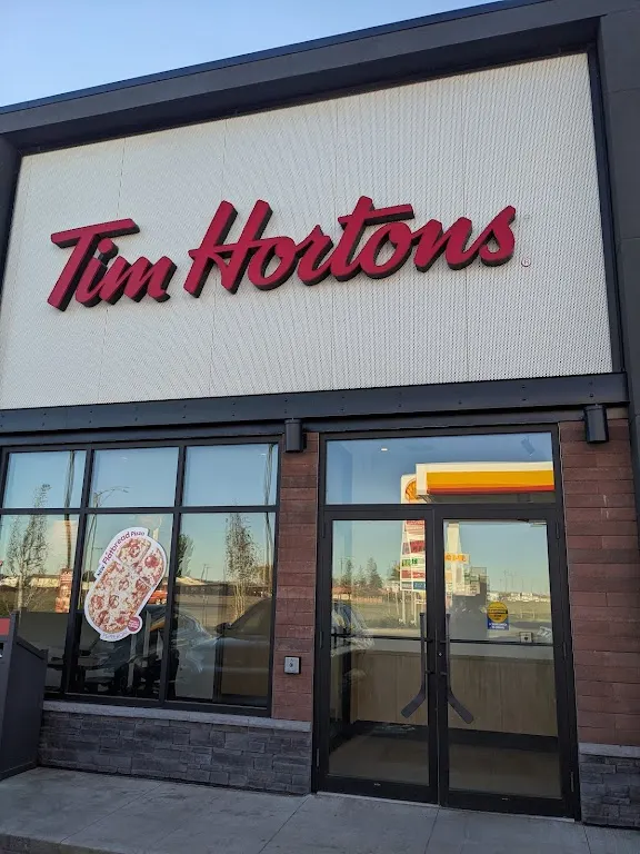 Tim Hortons storefront and interior at 410 - 7 Ave E, Bow Island, AB