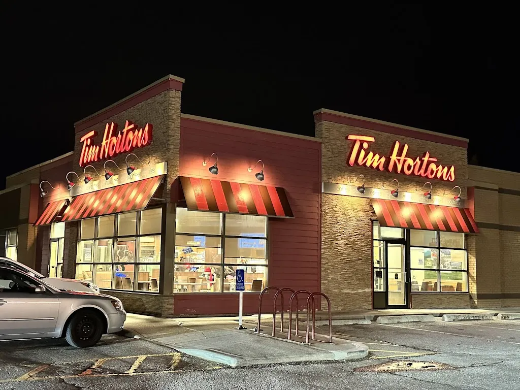 Tim Hortons storefront and interior at 79 Crowfoot Way Nw, Calgary, AB