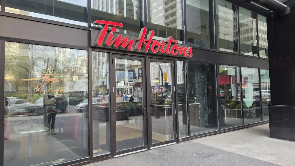 Tim Hortons storefront and interior at 640 5th Ave Sw, Calgary, AB