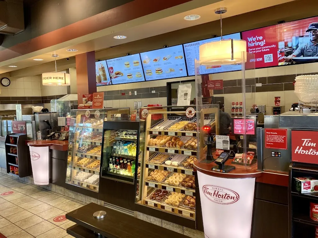 Tim Hortons storefront and interior at 2335 162nd Ave Sw, Calgary, AB