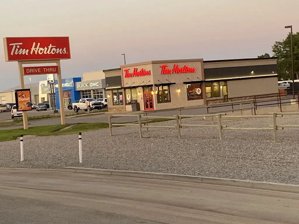 Tim Hortons storefront and interior at 29 Alberta Rd, Claresholm, AB
