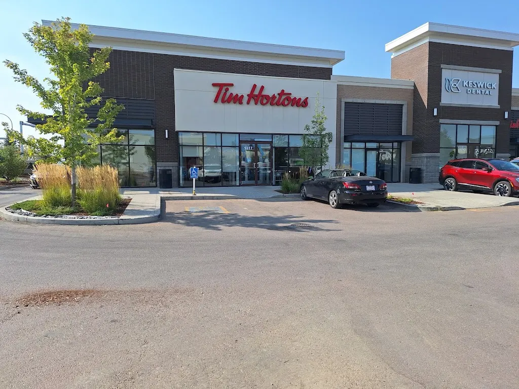 Tim Hortons storefront and interior at 1317 175th Street, Edmonton, AB