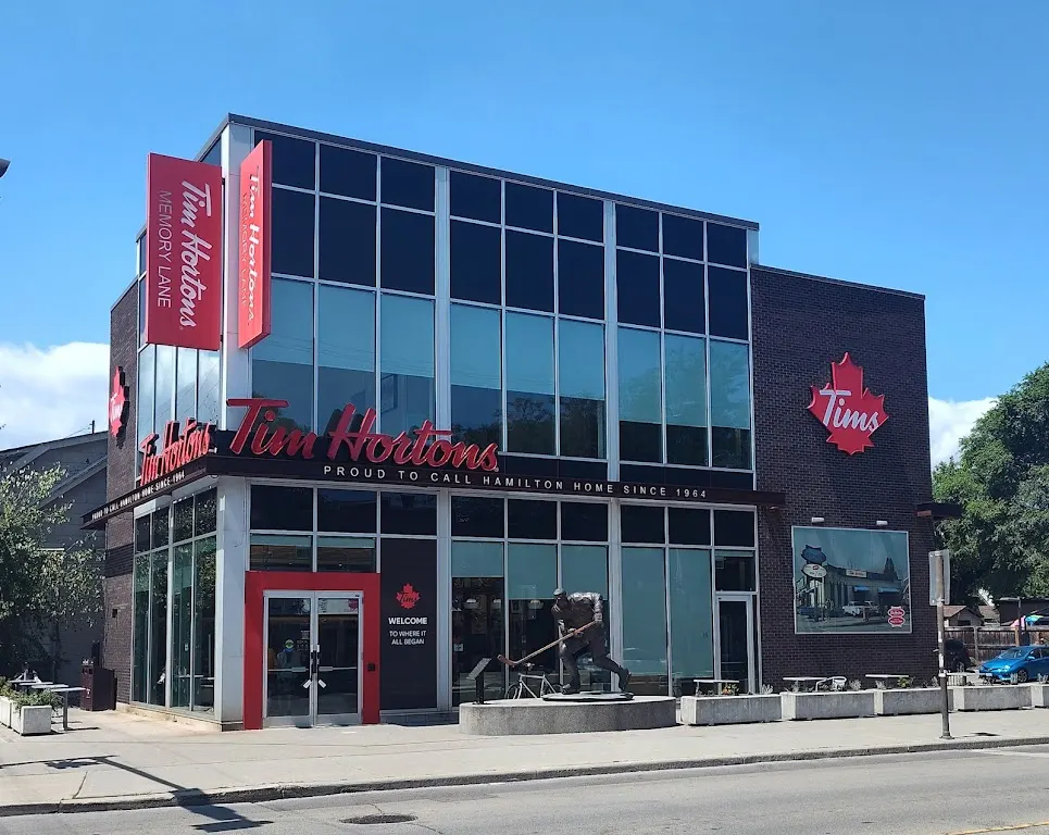 Tim Hortons storefront and interior at 10221 170th St, Edmonton, AB