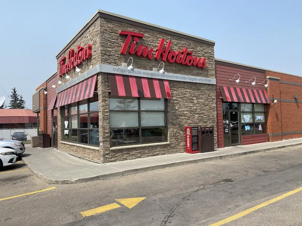 Tim Hortons storefront and interior at 16039 97th St, Edmonton, AB