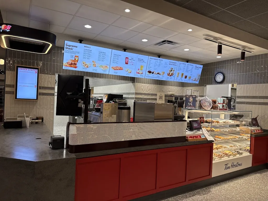 Tim Hortons storefront and interior at 9505 68 Ave Unit 103, Grande Prairie, AB