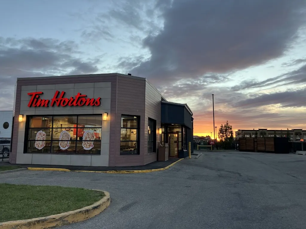 Tim Hortons storefront and interior at 11740 100 St, Grande Prairie, AB