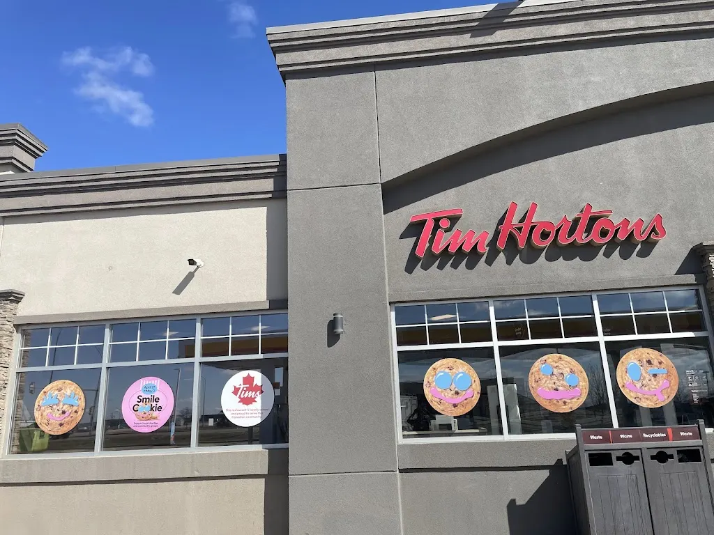 Tim Hortons storefront and interior at 11910 99 Ave, Grande Prairie, AB