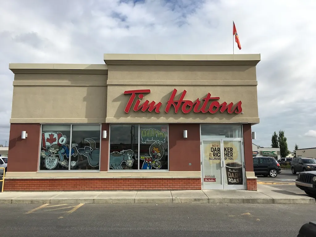 Tim Hortons storefront and interior at Bay T, 1103 18th St Se, High River, AB
