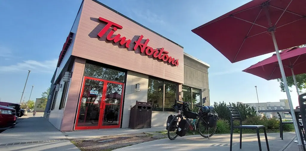 Tim Hortons storefront and interior at 325 Greg Avenue, Hinton, AB
